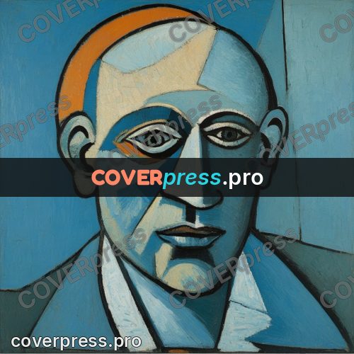 Picasso style drawing: man's head facing forward