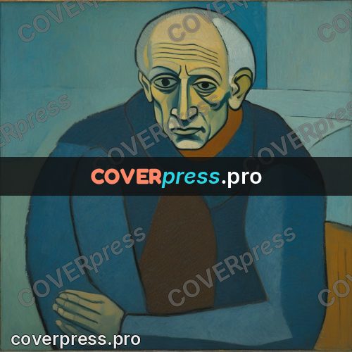 Picasso style drawing: old man in blue