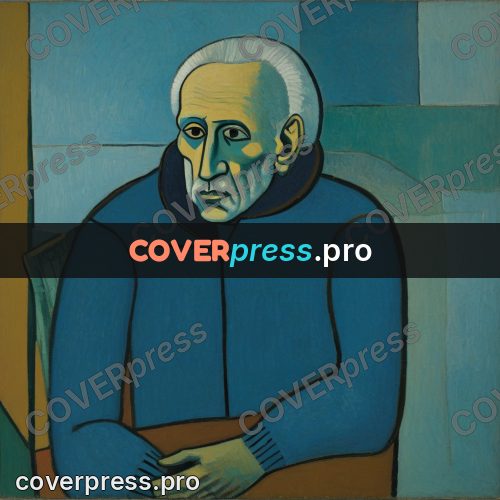 Picasso style drawing: old man in blue