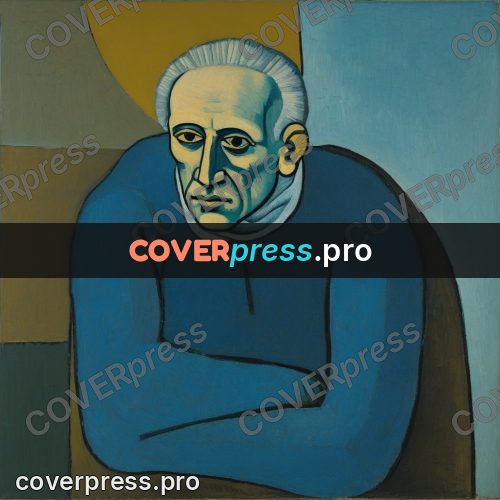 Picasso style drawing: old man in blue