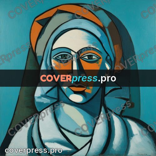 Picasso style drawing: woman with a covered head