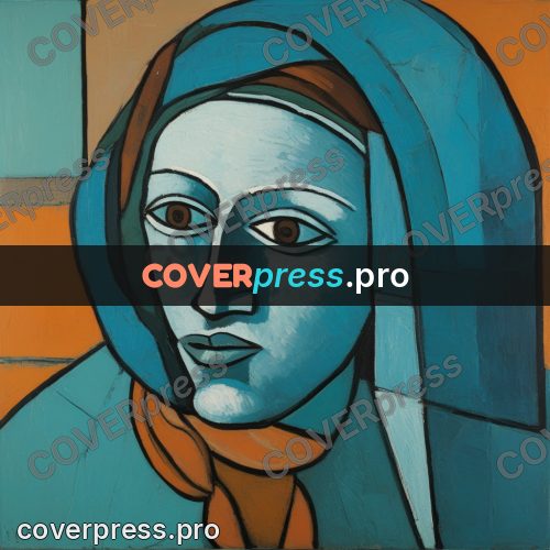 Picasso style drawing: woman with a covered head