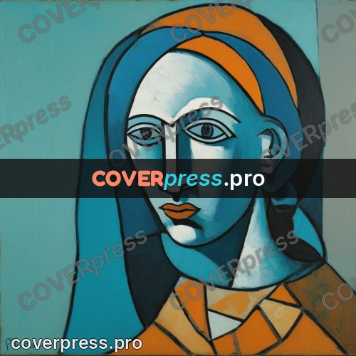 Picasso style drawing: woman with a covered head