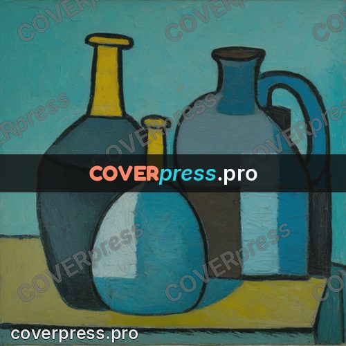 Picasso style drawing: vessels on a yellow table