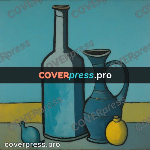 Picasso style drawing: vessels on a yellow table