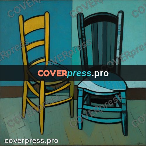 Picasso style drawing: wooden chair in a room