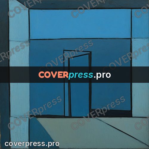Picasso style drawing: blue wall with an opening