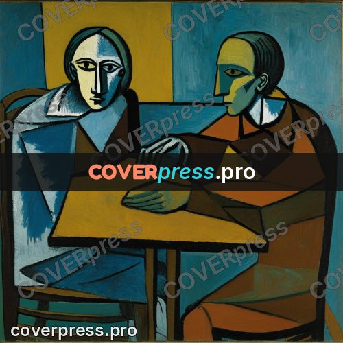 Picasso style drawing: people at a table