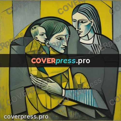 Picasso style drawing: woman in yellow clothing