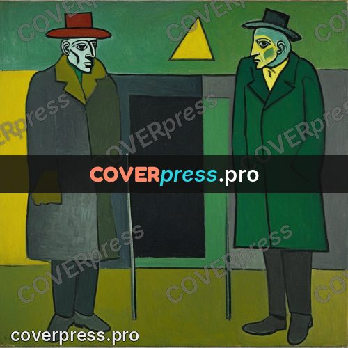 Picasso style drawing: man in a hat and coat