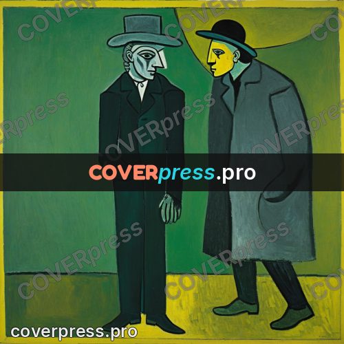 Picasso style drawing: man in a hat and coat