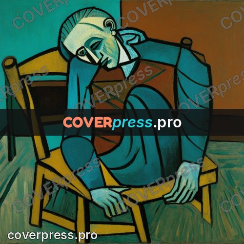 Picasso style drawing: person sitting on a chair