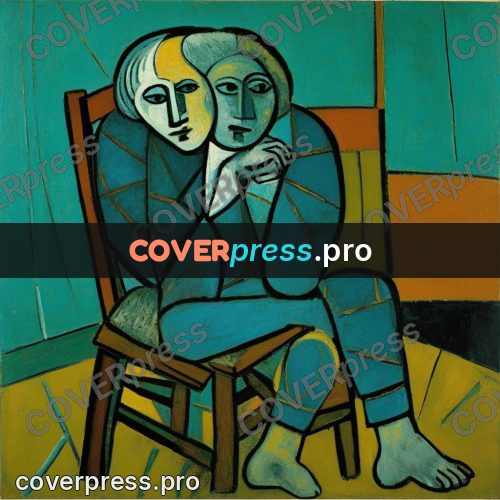 Picasso style drawing: person sitting on a chair