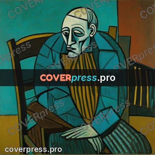Picasso style drawing: person sitting on a chair