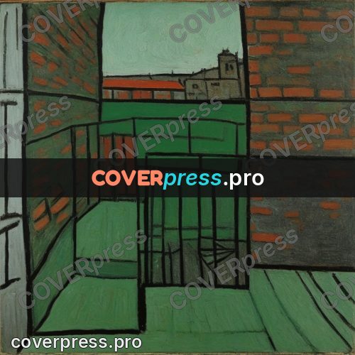 Picasso style drawing: balcony with an iron railing