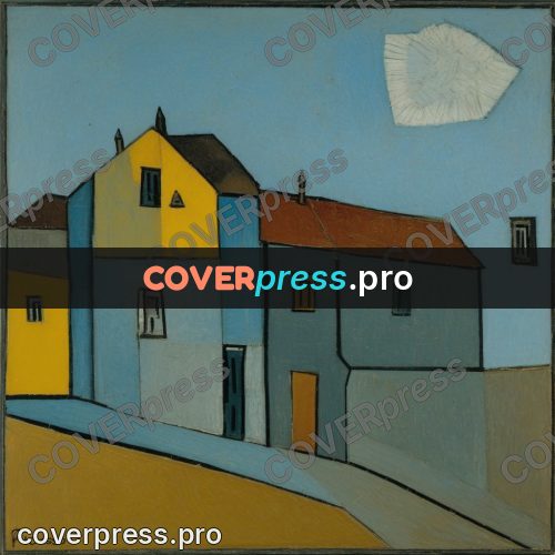 Picasso style drawing: houses under tiled roofs