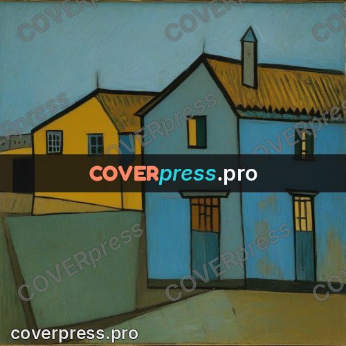 Picasso style drawing: houses under tiled roofs