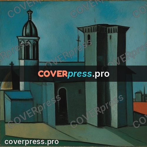 Picasso style drawing: church with a bell tower