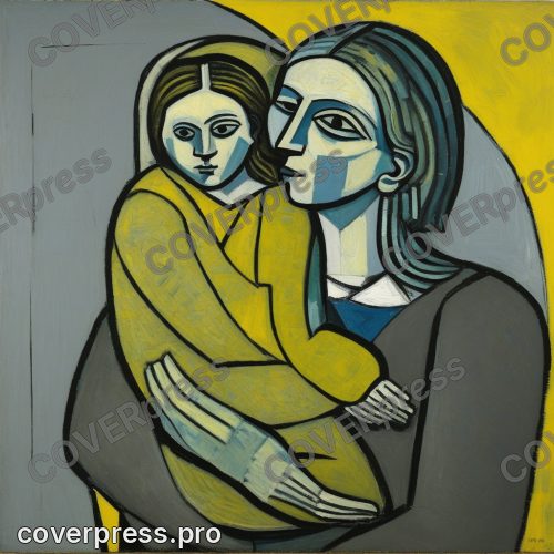 В стиле Пикассо: женщина держит ребёнка на руках и занимает две трети кадра