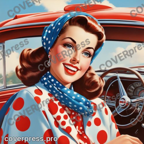 В стиле Пин-ап 60-х: гладкая рекламная иллюстрация шестидесятых, аэрограф, чистый цвет