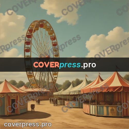 Pin up illustration: fairground with a big wheel