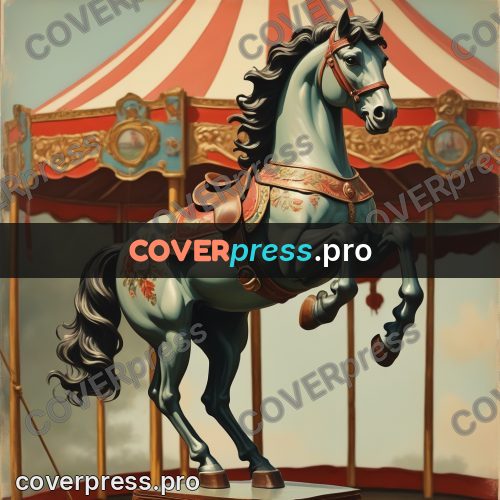 Pin up illustration: painted carousel horse
