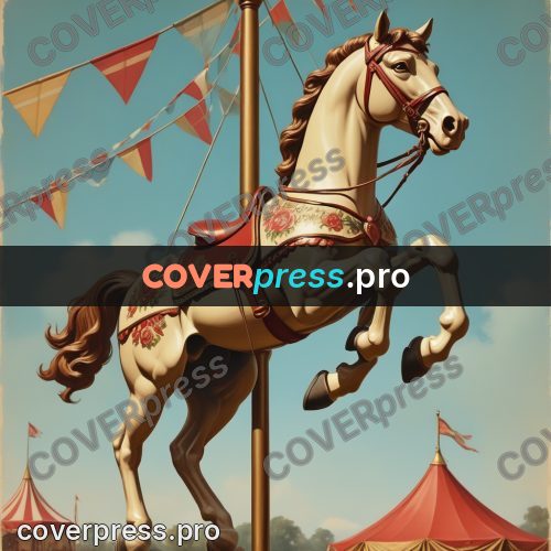Pin up illustration: painted carousel horse