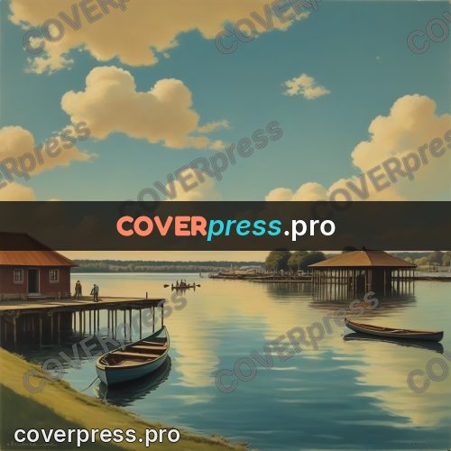 Pin up illustration: pier with a pavilion
