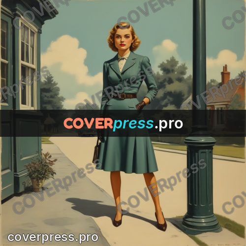 Pin up illustration: woman by a lamp post