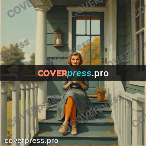 Pin up illustration: woman with a cup on steps