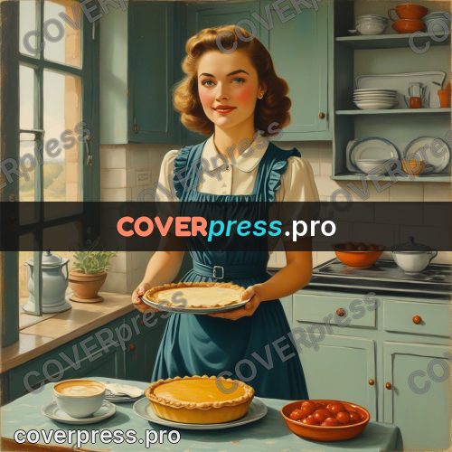 Pin up illustration: woman with a pie