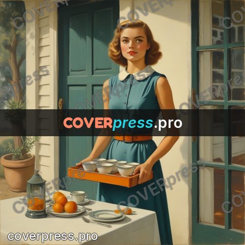Pin up illustration: woman carrying a tray