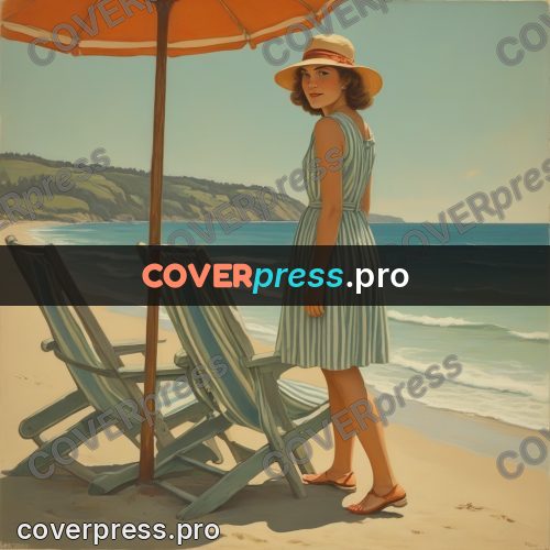 Pin up illustration: woman in a striped dress
