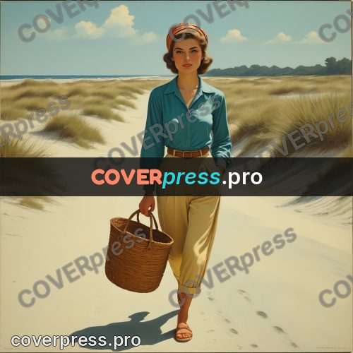 Pin up illustration: woman with a wicker bag