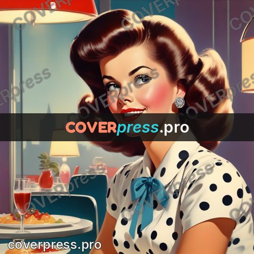 60s retro illustration: woman in a polka dot dress