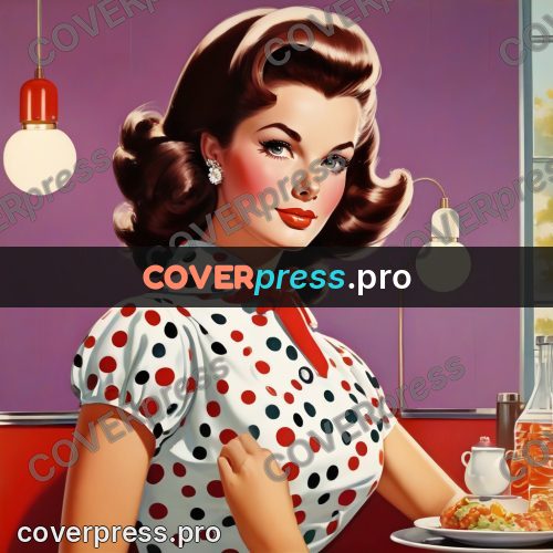 60s retro illustration: woman in a polka dot dress