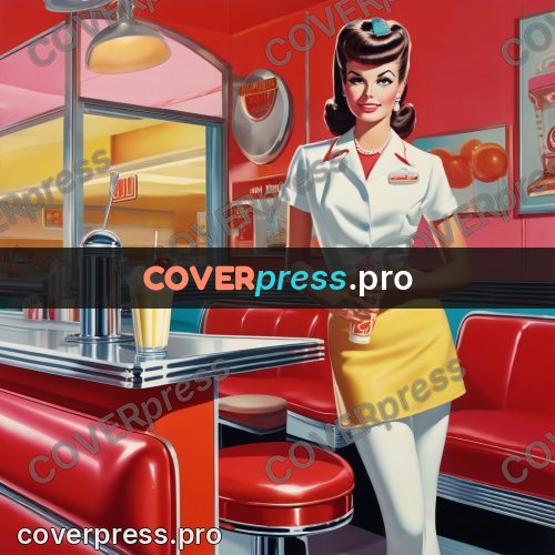 60s retro illustration: woman with a milkshake