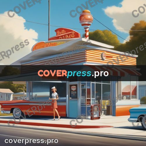 60s retro illustration: roadside diner with a car