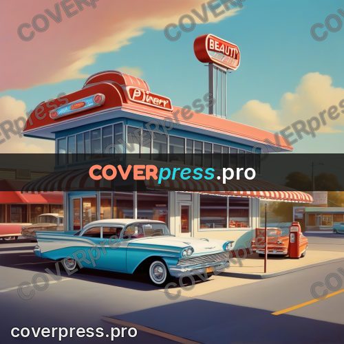 60s retro illustration: roadside diner with a car