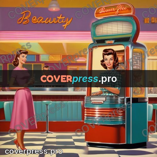 60s retro illustration: jukebox in a diner