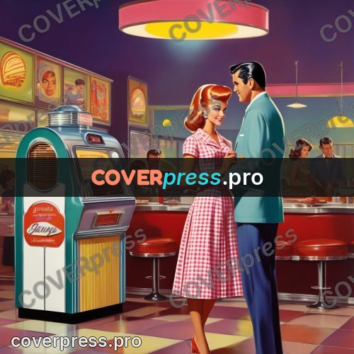 60s retro illustration: jukebox in a diner