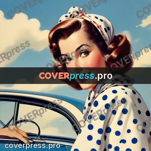 60s retro illustration: woman in a headscarf outdoors