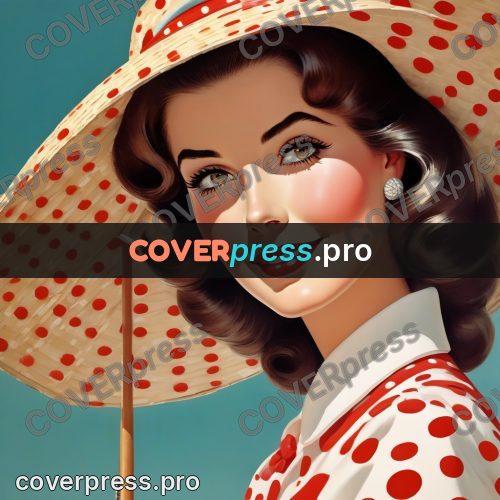 60s retro illustration: portrait in a straw hat