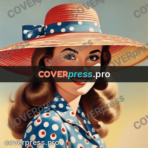 60s retro illustration: portrait in a straw hat