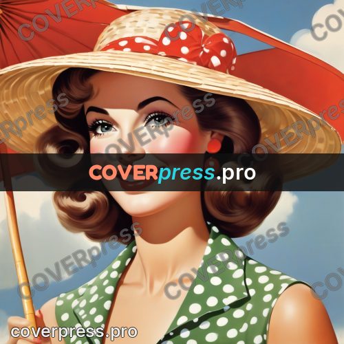 60s retro illustration: portrait in a straw hat