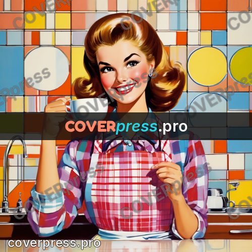 60s retro illustration: woman holding a cup