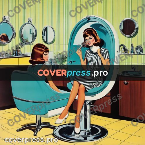 60s retro illustration: women under salon hair dryers