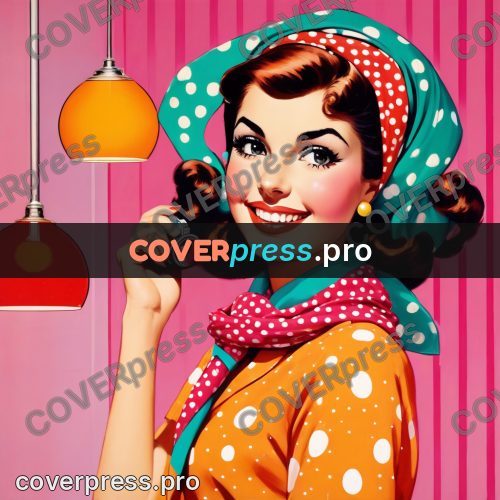 60s retro illustration: woman in a coloured headscarf