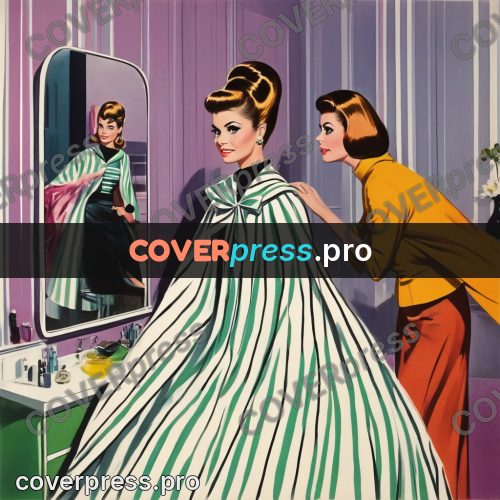 60s retro illustration: stylist setting a client's hair