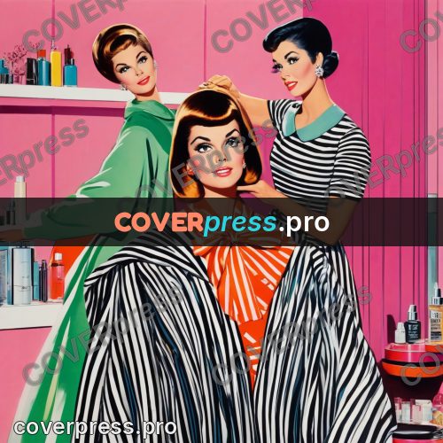 60s retro illustration: stylist setting a client's hair